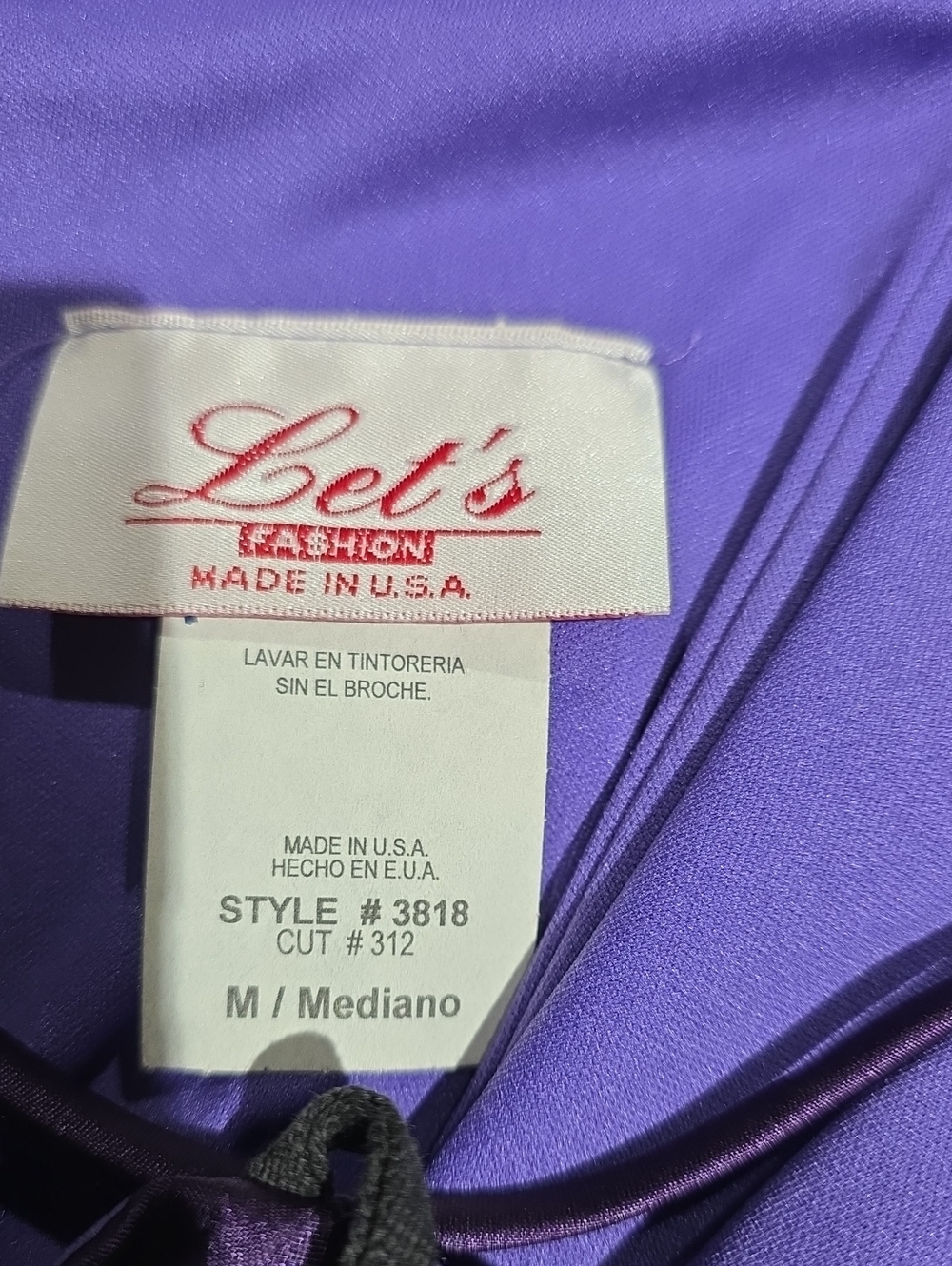Let’s Satin NWT Purple Slip  Dress Size M Made In USA - Picture 9 of 10
